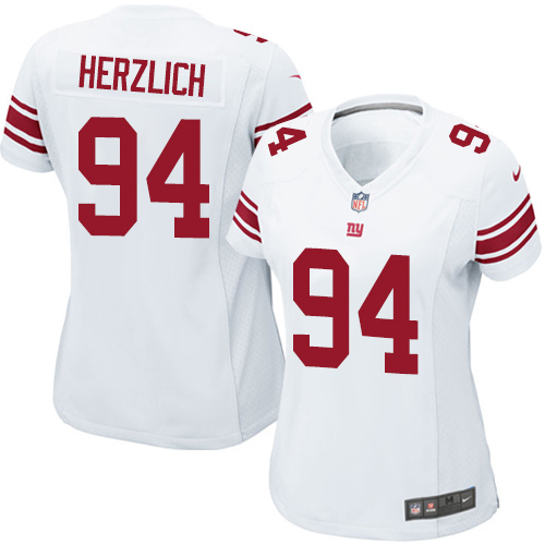 Women's Game Mark Herzlich Nike Jersey White Road - #94 NFL New York Giants